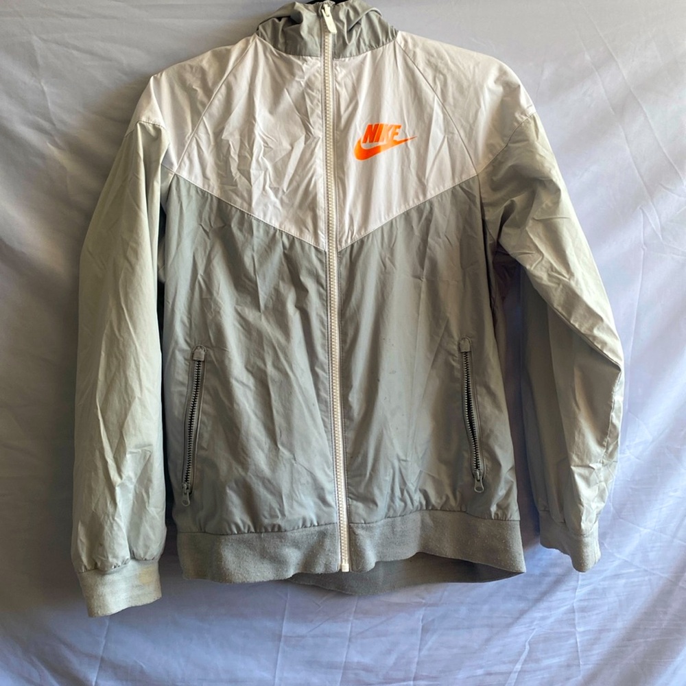 Nike Rain Coat. Greenish Gray. Size large. Minor visible flaws